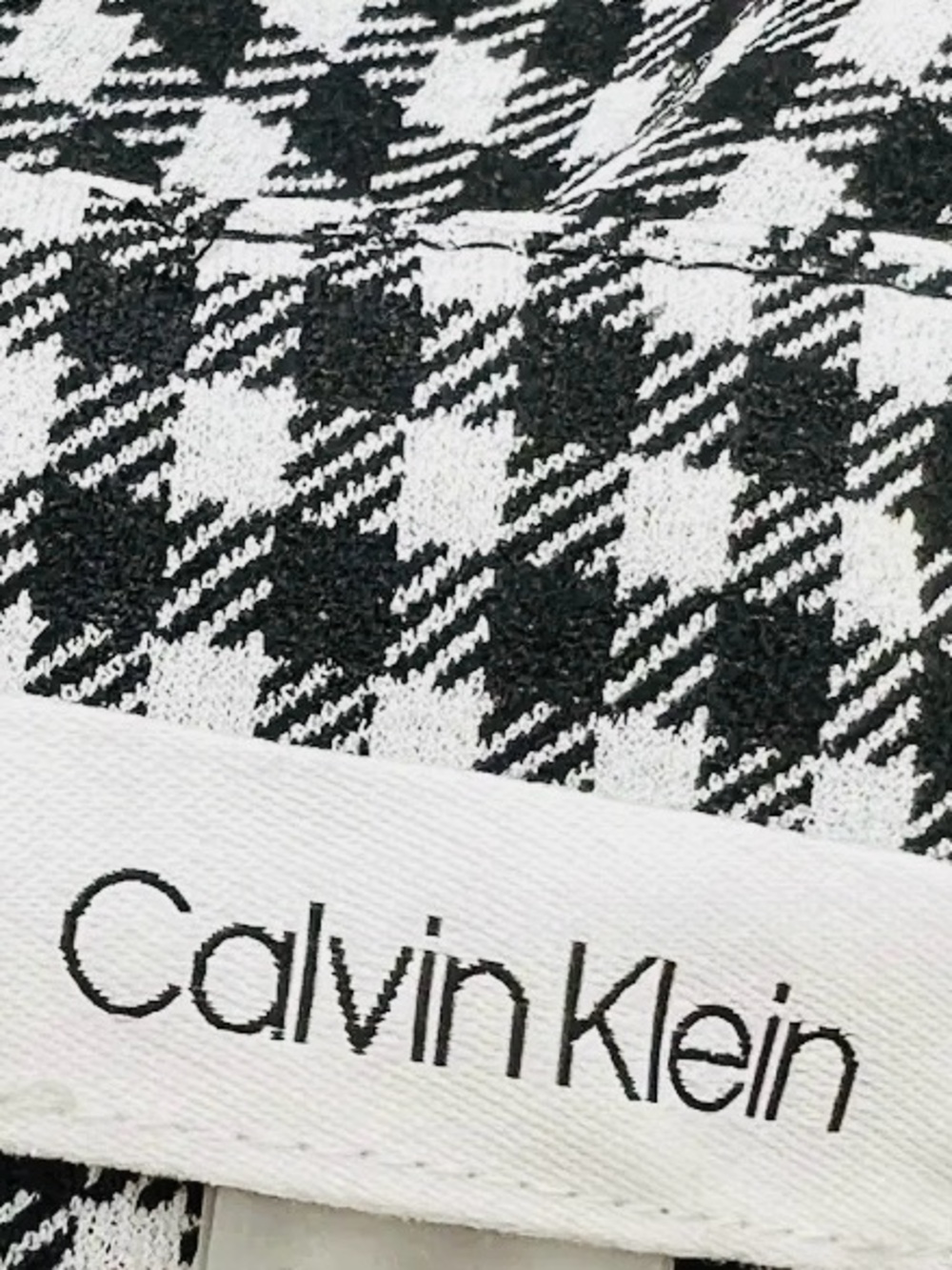 Calvin Klein Black and White Houndstooth Fit and Flare Midi Dress Size 12 NWOT